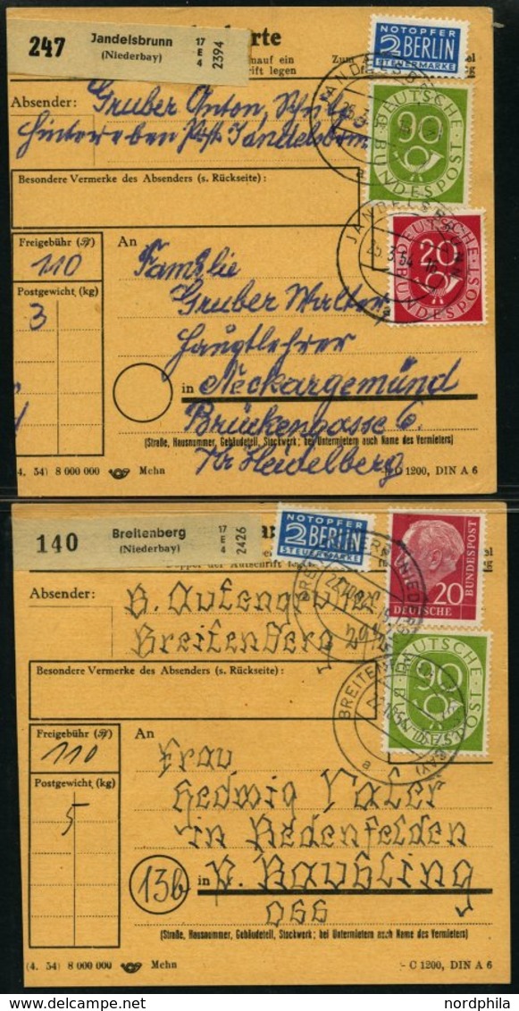 LOTS 1953/4 19 Paketkarten Mit Verschiedenen Posthornfrankaturen, U.a. Mi.Nr. 134 MeF, 137 EF, 3 Karten Mit Nr 138 Etc., - Used Stamps