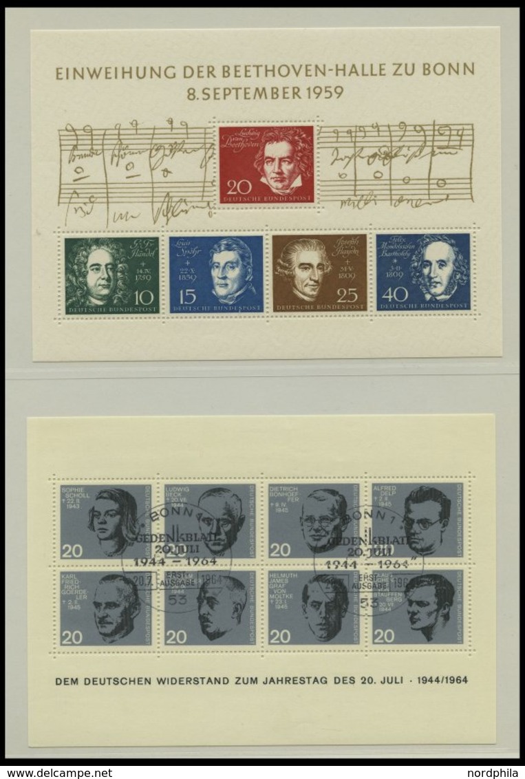 LOTS **,o , Fast Nur Gestempelte Dublettenpartie Blocks Von 1959-84 In 2 Spezialalben, U.a. Bl. 2 (2x Postfrisch, 1x Ges - Gebruikt