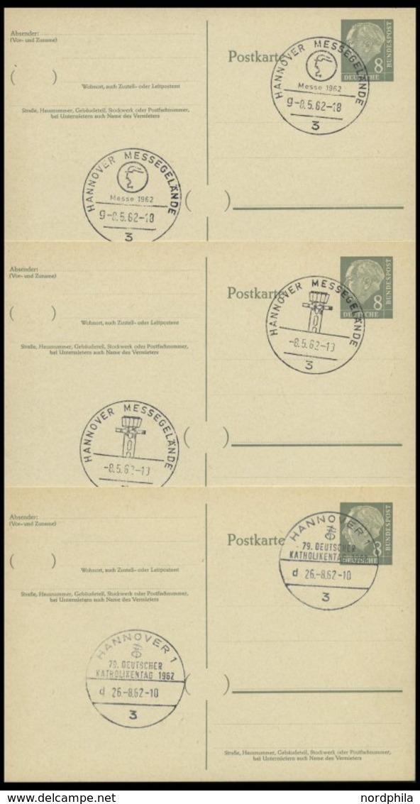 GANZSACHEN P 36 BRIEF, 1961, 8 Pf. Heuss Mit Postfachnummer Statt Postschließfachnummer, 3 Leer Gestempelte Karten Mit V - Verzamelingen