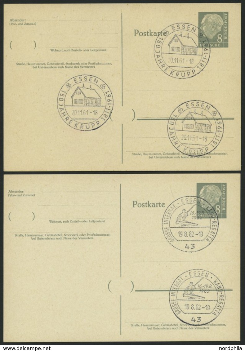 GANZSACHEN P 36 BRIEF, 1961, 8 Pf. Heuß Mit Postfachnummer Statt Postschließfachnummer, 2 Leer Gestempelte Karten Mit Ve - Verzamelingen