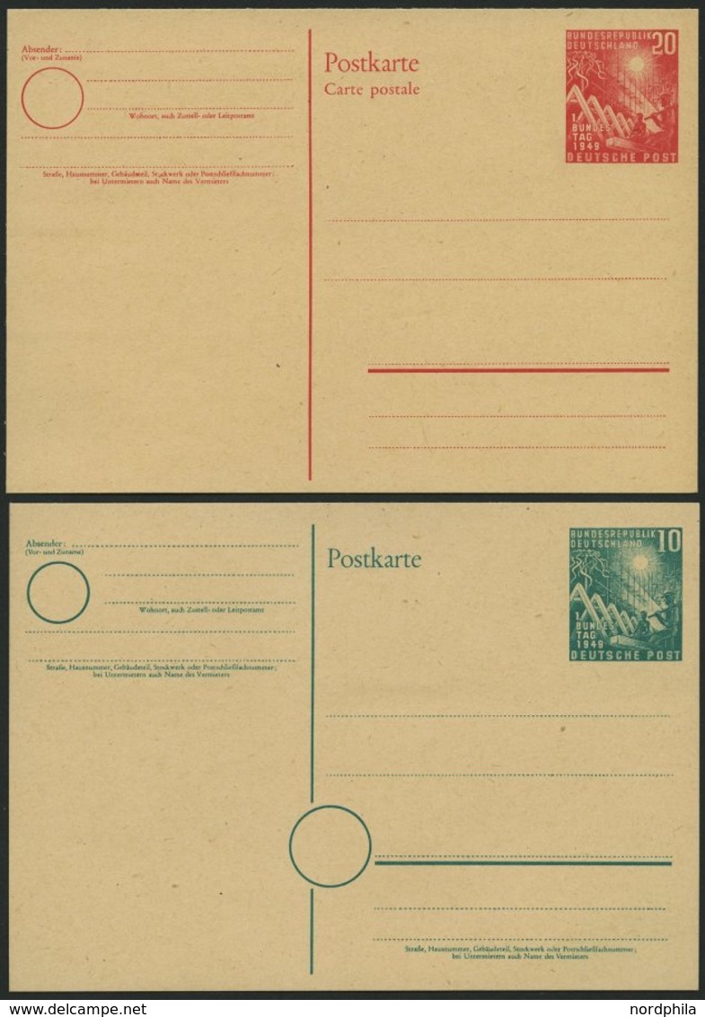 GANZSACHEN PSo 1/2 BRIEF, 1949, Bundestag, Ungebraucht, 2 Prachtkarten, Mi. 56.- - Collezioni