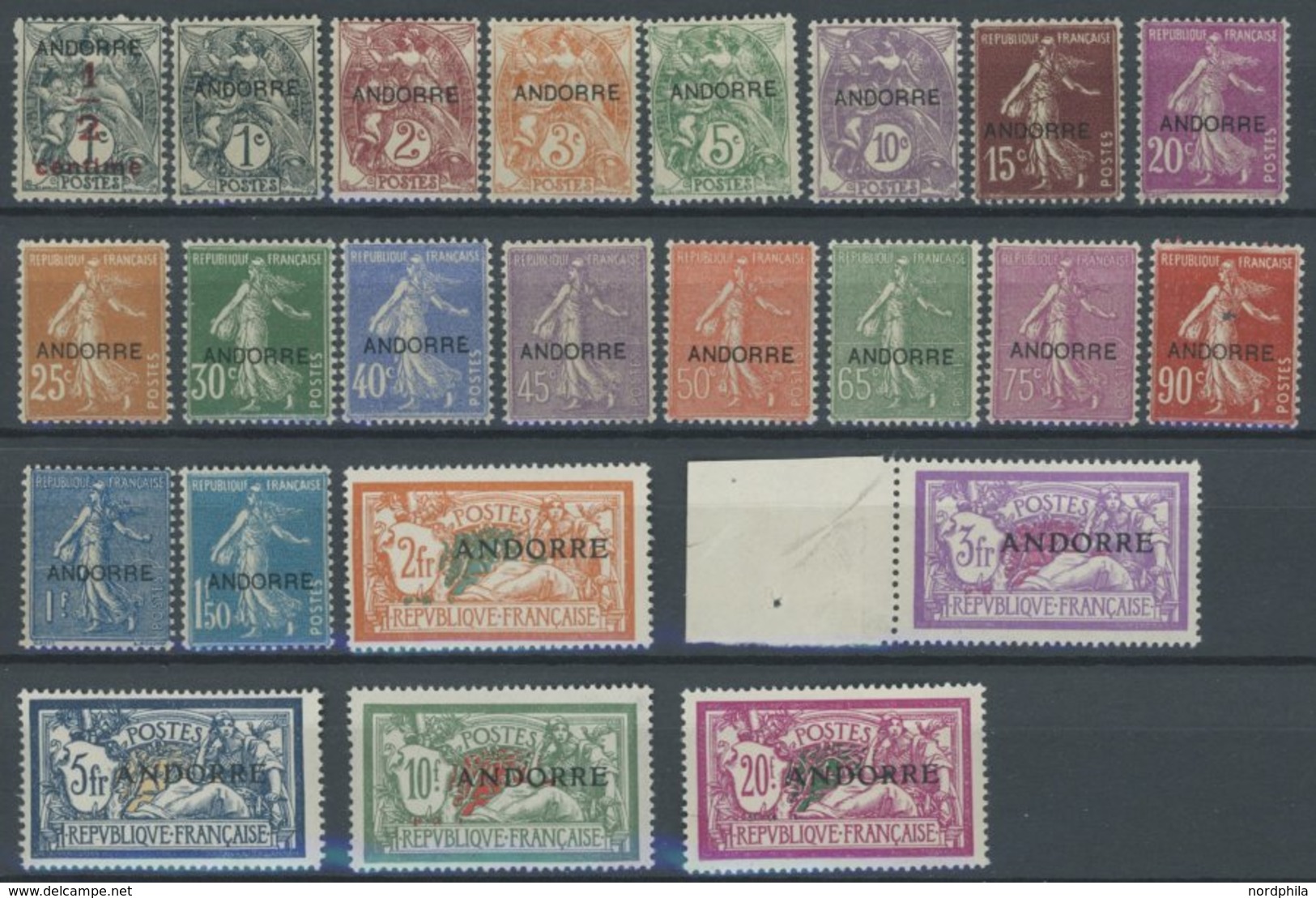 FRANZÖSISCHE-POST 1-23 **, 1931, ANDORRE, Prachtsatz, Mi. 2500.- - Otros & Sin Clasificación