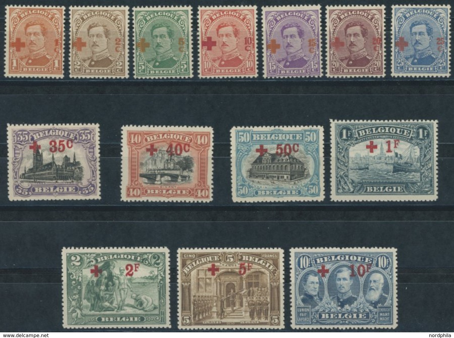 BELGIEN 129-42 *,** , 1918, Rotes Kreuz, 10 Fr. Postfrisch, Prachtsatz - Belgio