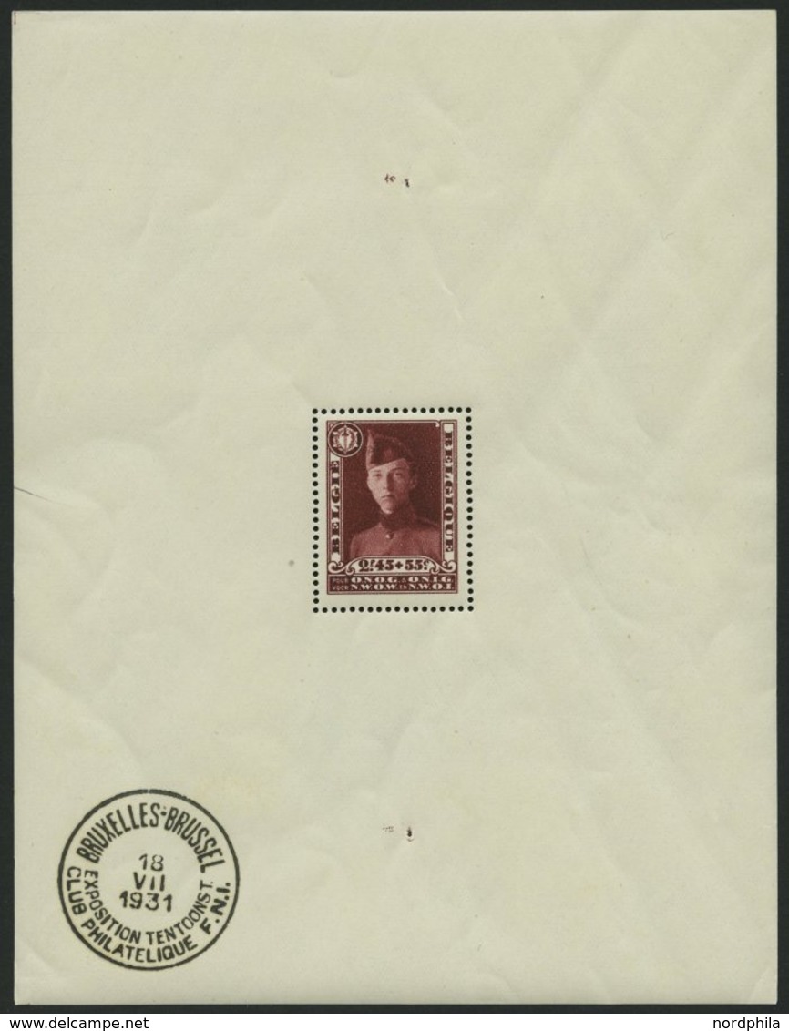 BELGIEN Bl. 2 **, 1931, Block Kriegsinvaliden, Sonderstempel Im Rand, Pracht, Mi. 600.- - Belgique
