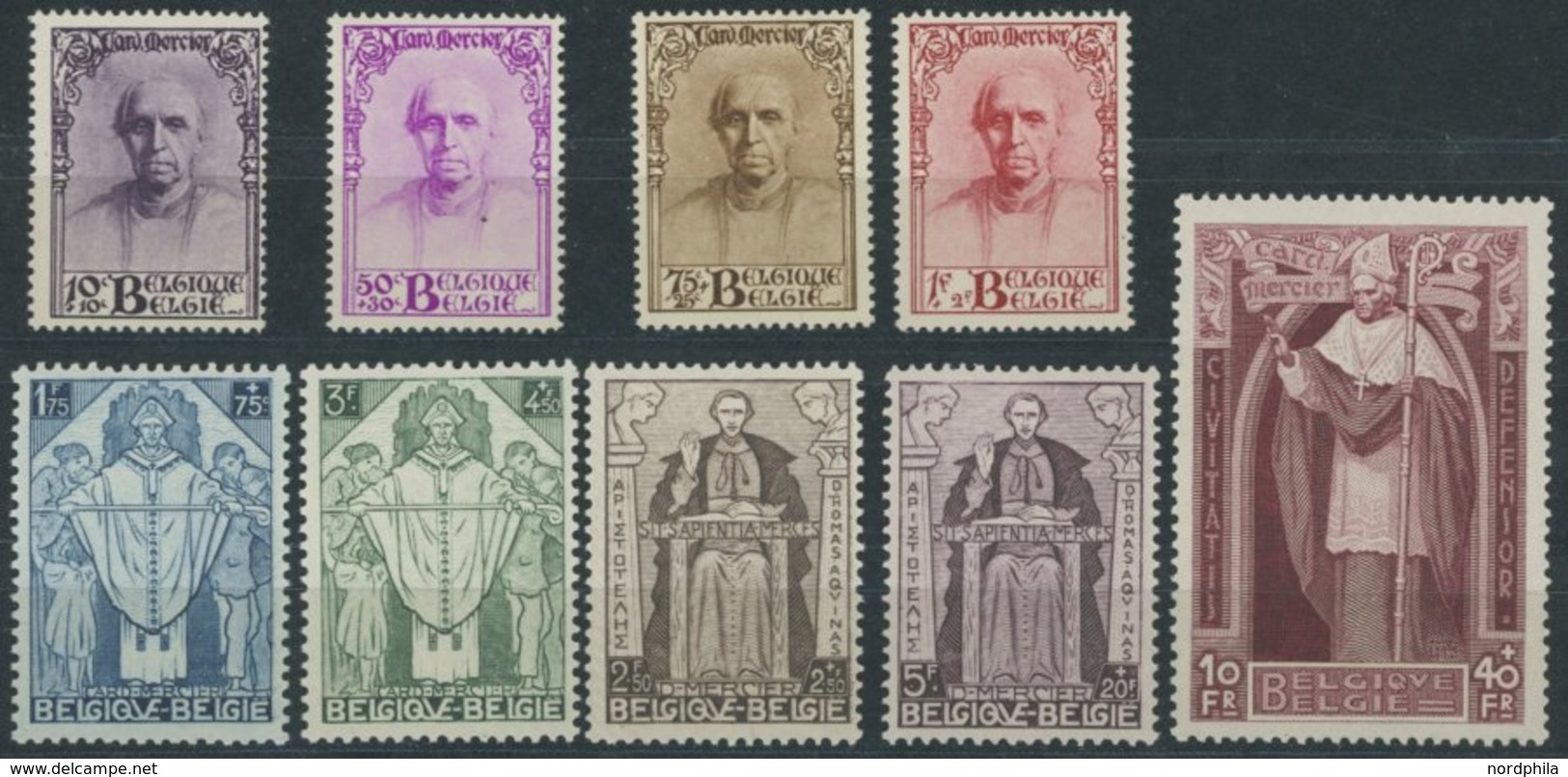 BELGIEN 333-41 **, 1932, Kardinal Mercier, Postfrischer Prachtsatz, Mi. 1100.- - Belgium