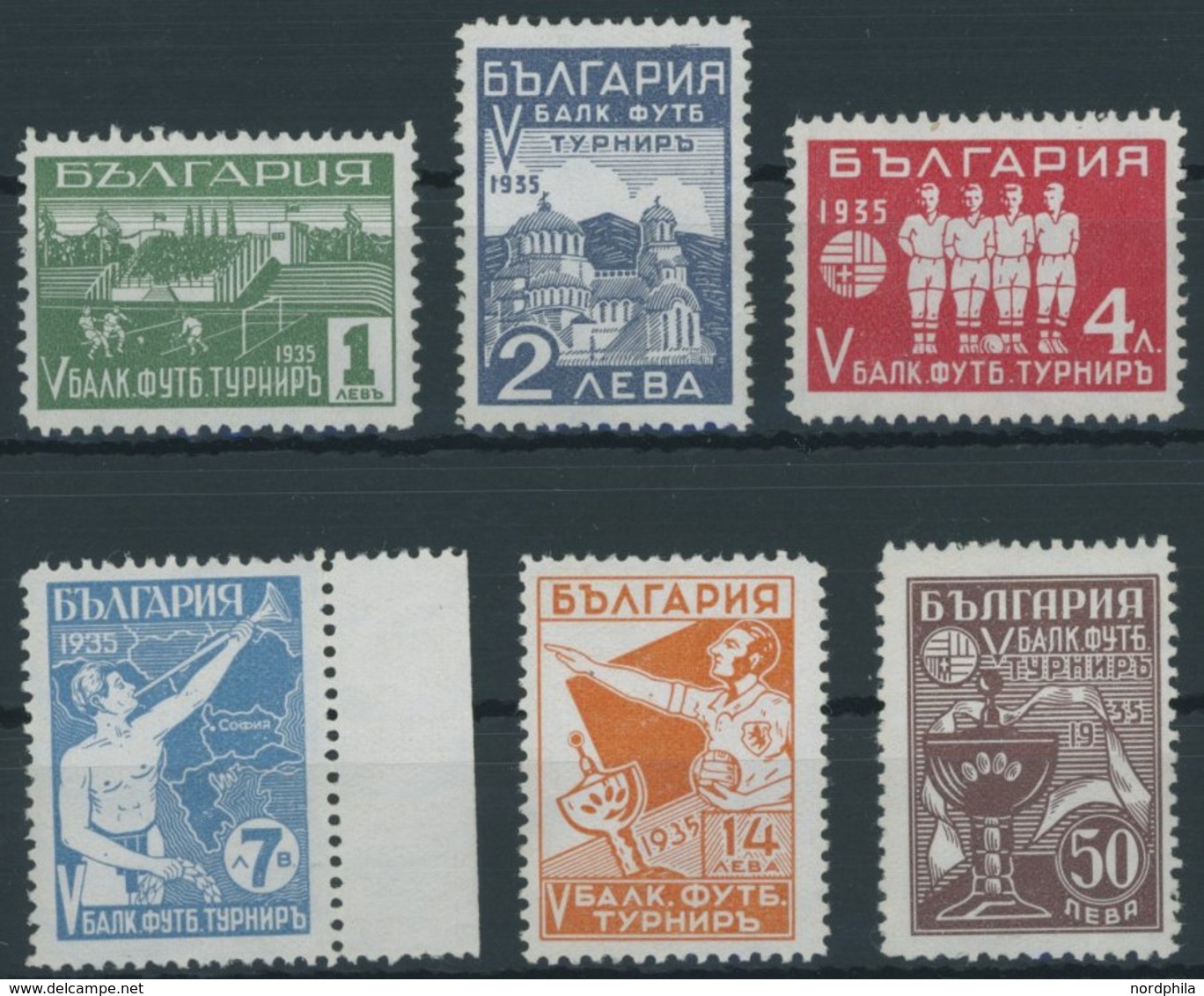 BULGARIEN 274-79 **, 1935, 5. Balkan-Fußball-Meisterschaft, Prachtsatz, Mi. 500.- - Altri & Non Classificati