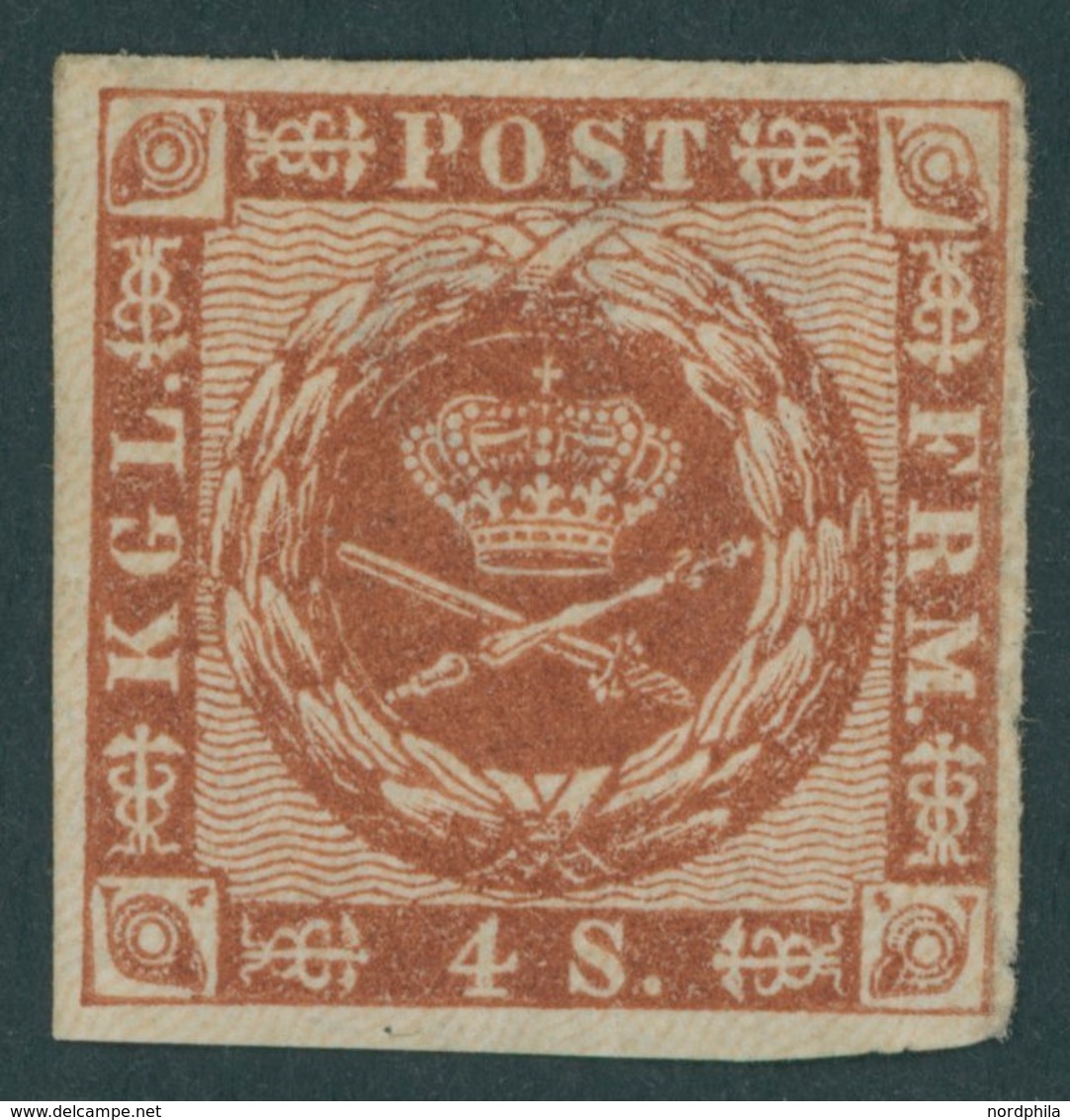 DÄNEMARK 7a **, 1858, 4 S. Orangebraun, Postfrisches Prachtstück - Oblitérés