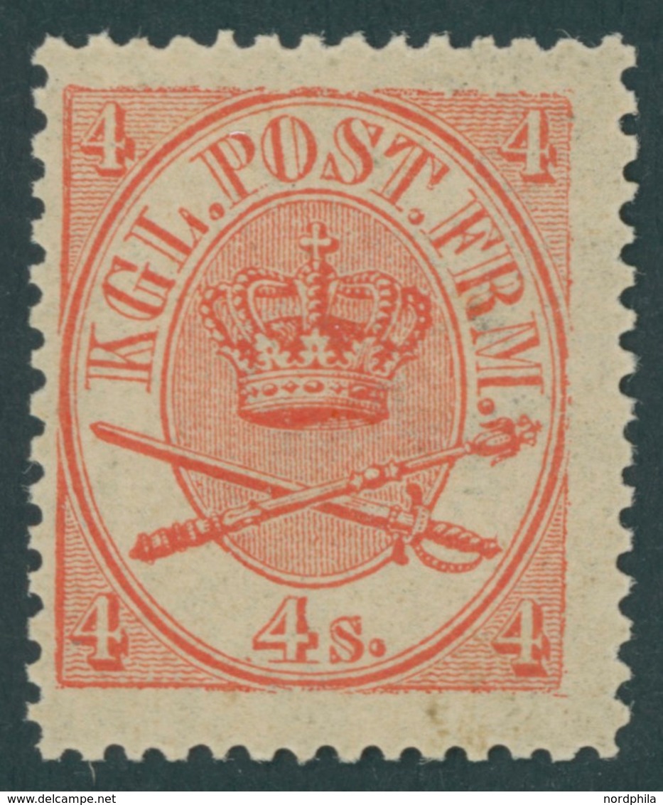 DÄNEMARK 13aA *, 1865, 4 S. Rot, Erstfalzrest, Kabinett - Used Stamps