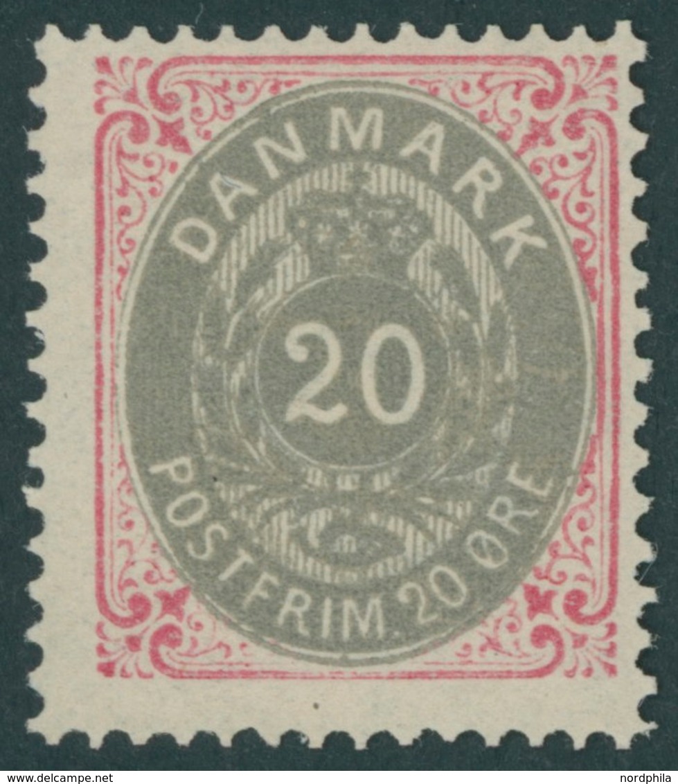 DÄNEMARK 28IYA *, 1875, 20 Ø, Normaler Rahmen, Gezähnt K 14:131/2, Falzrest, Kabinett, Mi. 100.- - Gebraucht