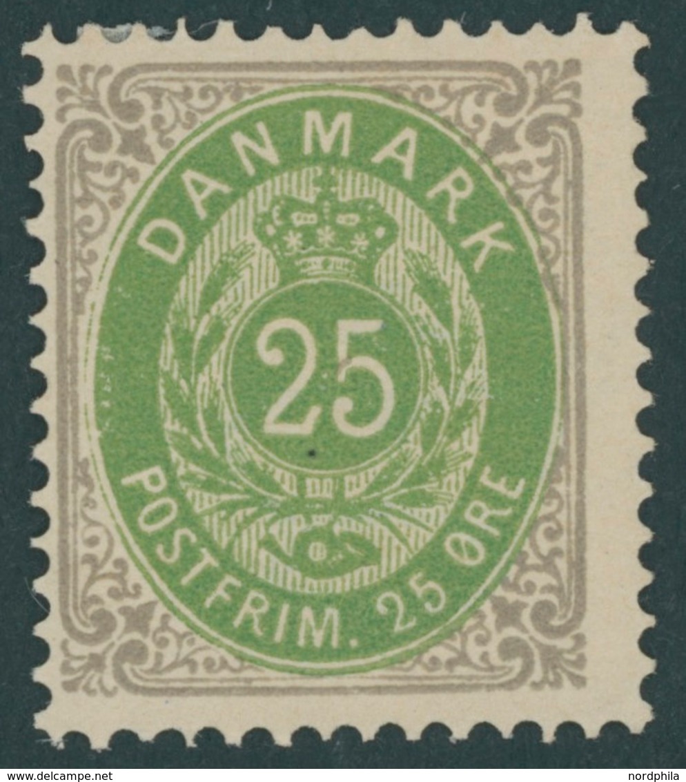 DÄNEMARK 29IYA *, 1875, 25 Ø, Normaler Rahmen, Wz. 1Y, Gezähnt K 14:131/2, Falzrest, Pracht, Mi. 65.- - Usati