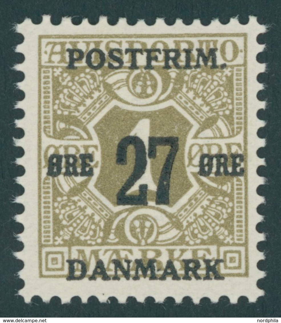 DÄNEMARK 84X **, 1918, 27 Ø Auf 1 Ø Oliv, Wz. 1Z, Postfrisch, Pracht - Usati