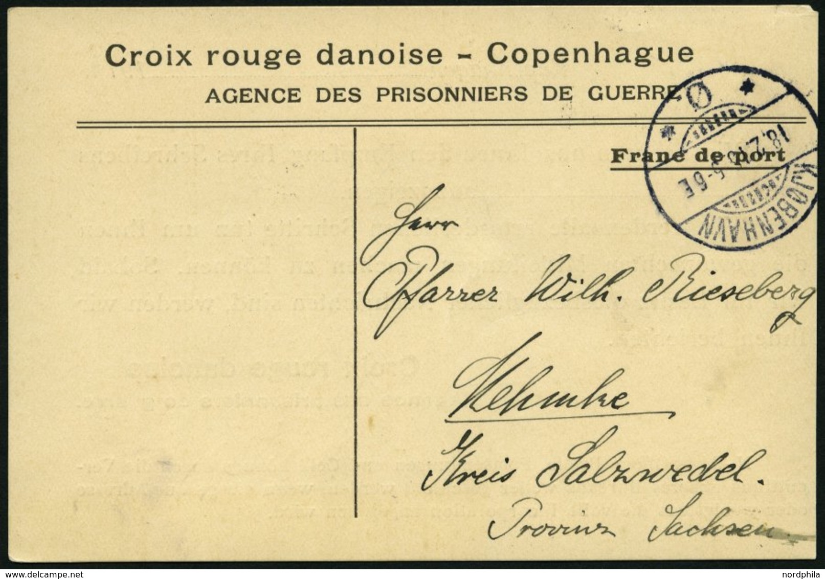 DÄNEMARK 1916, Antwortkarte Des Dänischen Roten Kreuzes An Die Angehörigen Eines Kriegsgefangenen In Sachsen, Feinst - Gebruikt