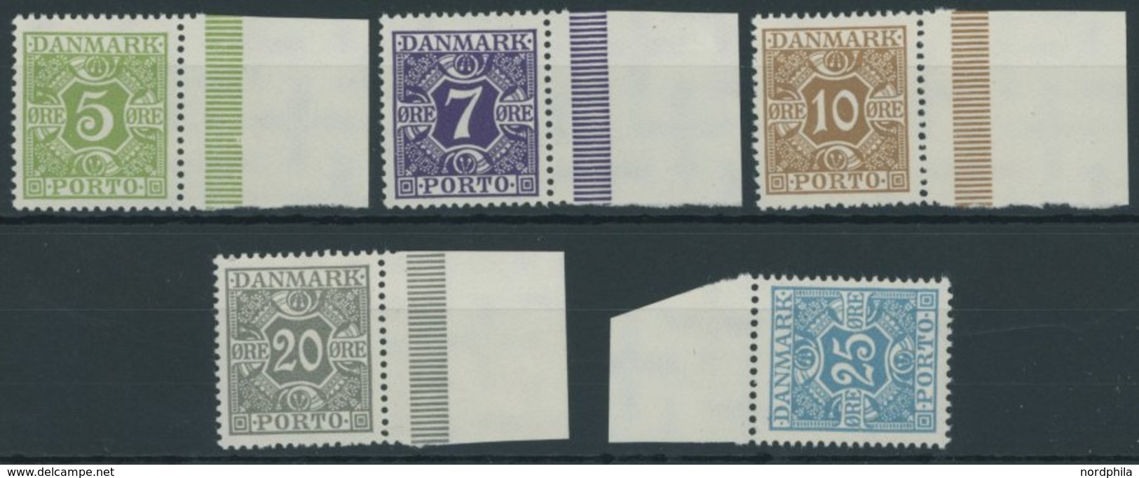 PORTOMARKEN P 20-24 **, 1930, Ziffer, Randstücke, Postfrischer Prachtsatz, Mi. 110.- - Other & Unclassified