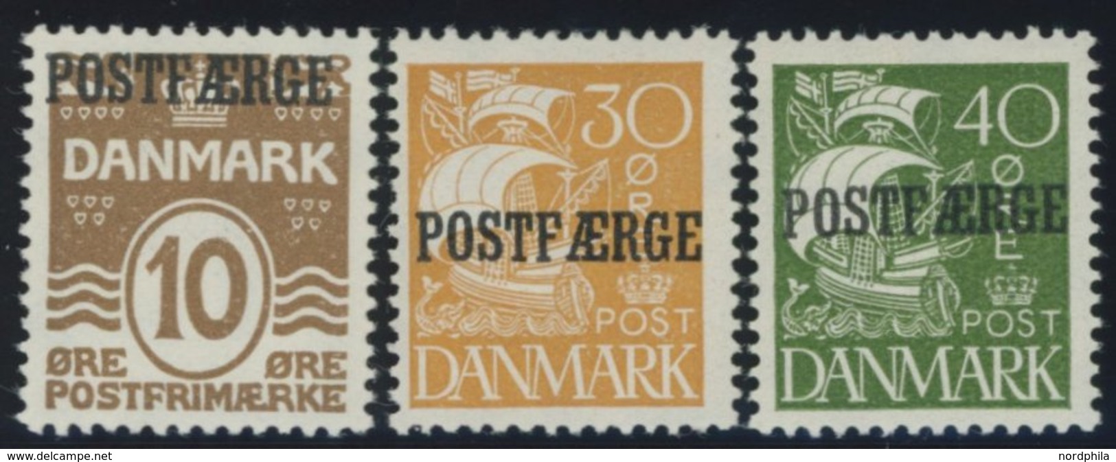 POSTFÄHREMARKEN Pf 11,13/4 **, 1930, 10 Ø, 40 Ø Und 10 Kr. Karavelle, 3 Postfrische Prachtwerte, Mi. 135.- - Andere & Zonder Classificatie