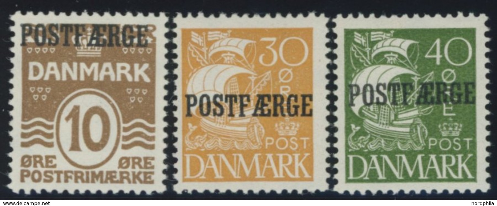 POSTFÄHREMARKEN Pf 11,13/4 **, 1930, 10 Ø, 40 Ø Und 10 Kr. Karavelle, 3 Postfrische Prachtwerte, Mi. 135.- - Other & Unclassified