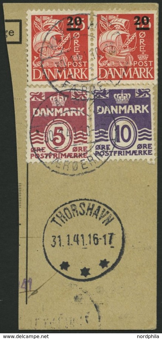 FÄRÖER 4 Paar BrfStk, 1940, 20 Ø Auf 15 Ø Rot Im Waagerechten Paar, Die Marken Haben Verschobene Aufdrucke (Feld 88 Und  - Altri & Non Classificati