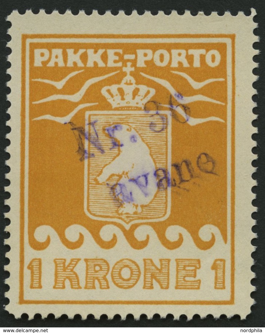 GRÖNLAND - PAKKE-PORTO 11A O, 1930, 1 Kr. Gelb, Gezähnt L 111/4(Facit P 11), Violetter L2 Nr. 36 Avane, Pracht - Pacchi Postali