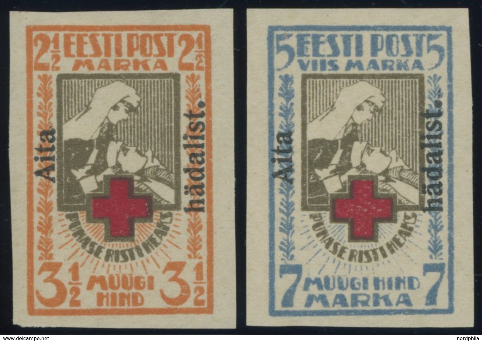 ESTLAND 46/7B *, 1923, Wohlfahrt, Ungezähnt, Falzrest, Pracht - Estonie
