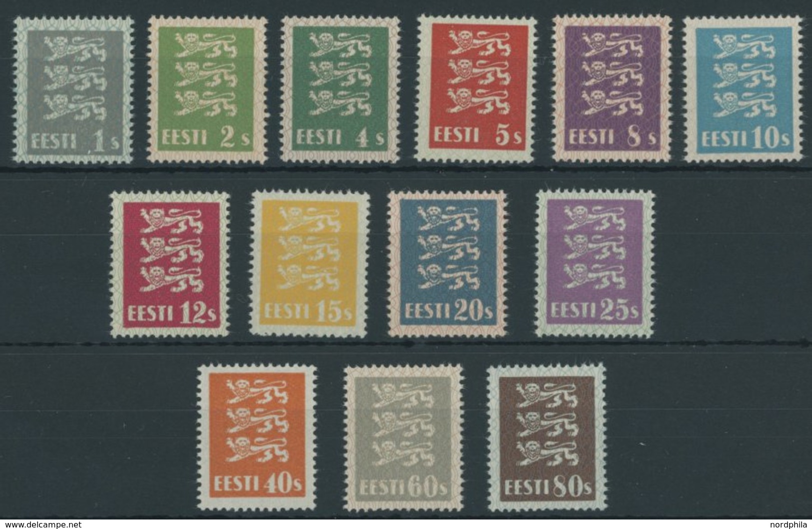 ESTLAND 74-86 **, 1928/9, Wappenlöwe Mit Netzaufdruck, Postfrischer Prachtsatz, Mi. 120.- - Estonia