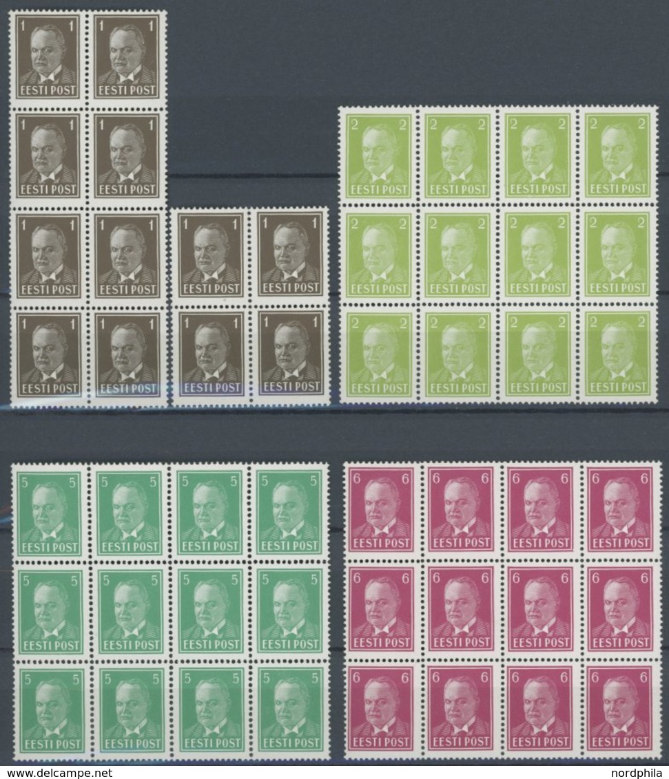 ESTLAND 113-16 **, 1936, 1 - 6 S. Päts, Je 12x In Blockstücken, Postfrisch, Pracht, Mi. 156.- - Estonia