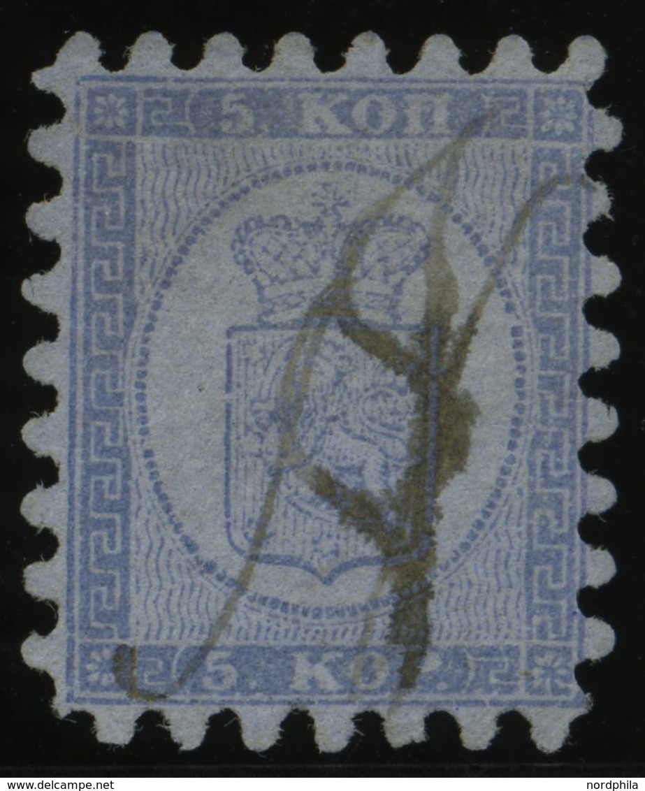 FINNLAND 3A ~ , 1860, 3 A. Hellblau, Lovisa-Federzugentwertung N (Norring), Alle Zungen, Pracht - Autres & Non Classés