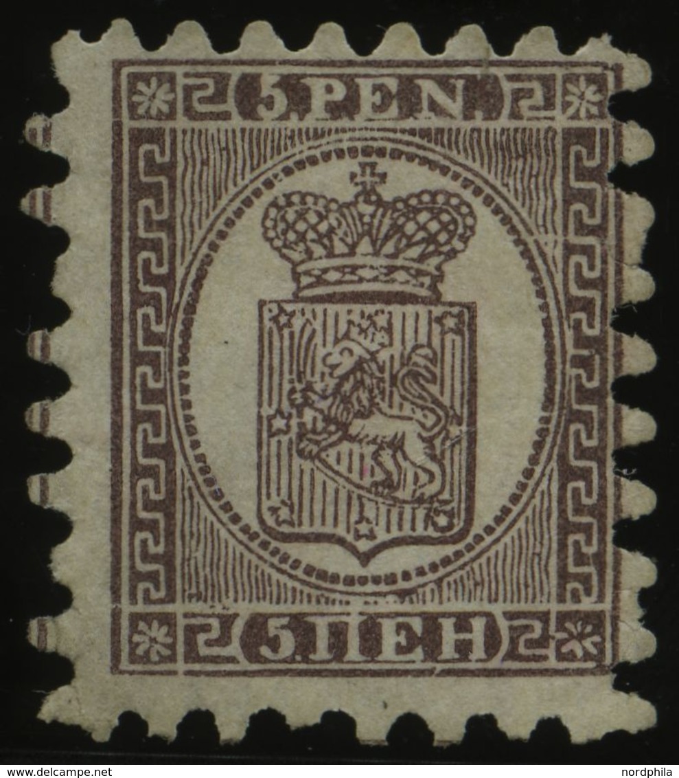 FINNLAND 5Bx (*), 1866, 5 P. Braunlila Auf Blasslila, Ein Paar Kürzere Zungen, Ohne Gummi, Feinst - Altri & Non Classificati