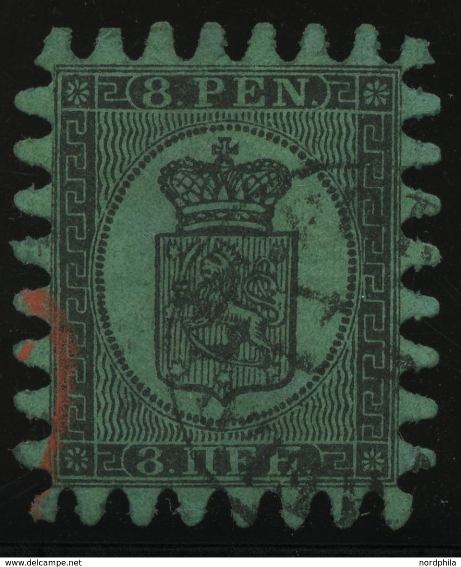 FINNLAND 6Cx O, 1867, 8 P. Schwarz Auf Grün, Praktisch Alle Zungen, Pracht - Andere & Zonder Classificatie