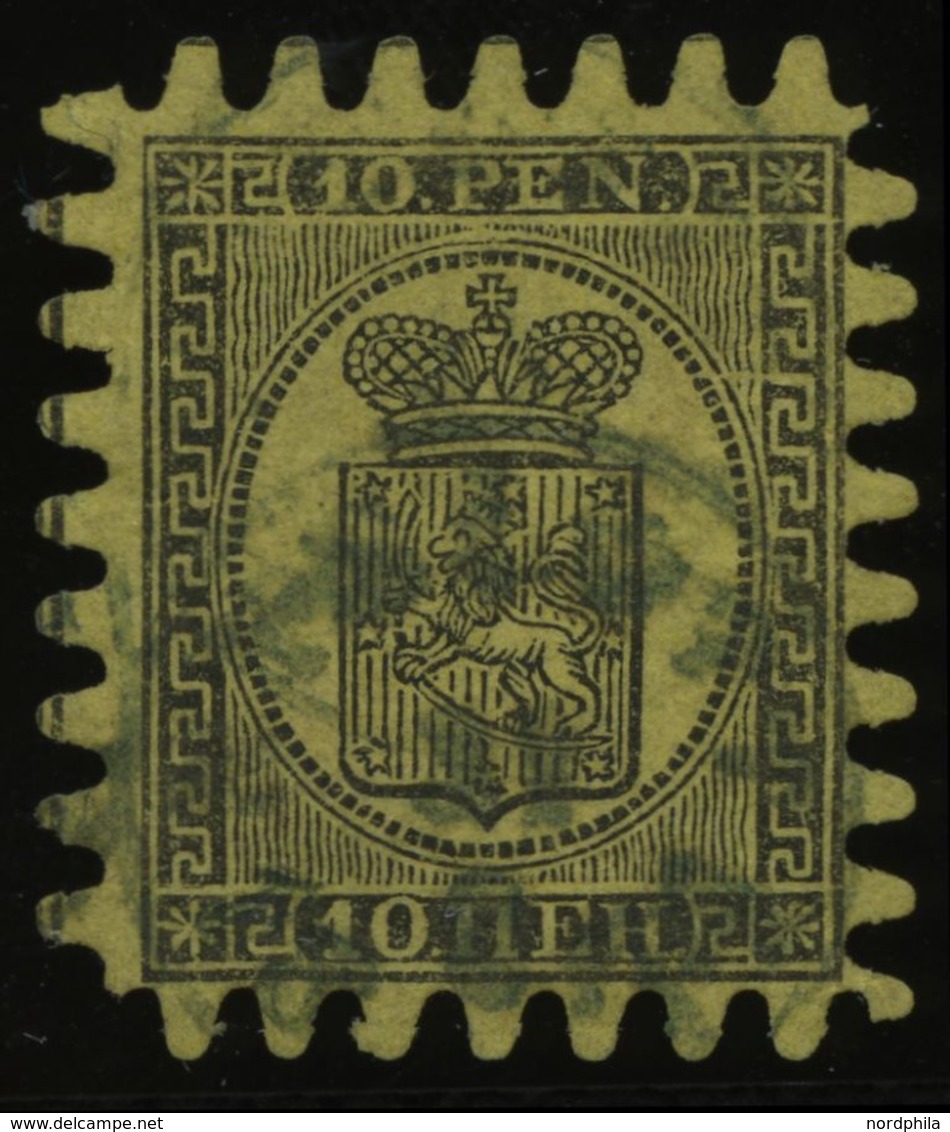 FINNLAND 7Cy O, 1873, 10 P. Schwarz Auf Sämisch, Praktisch Alle Zungen, Pracht - Andere & Zonder Classificatie