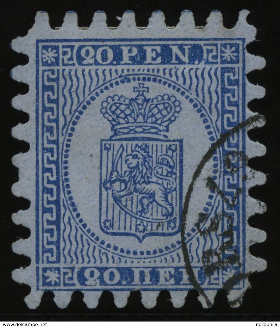 FINNLAND 8B O, 1866, 20 P. Blau, Alle Zungen, Pracht - Autres & Non Classés