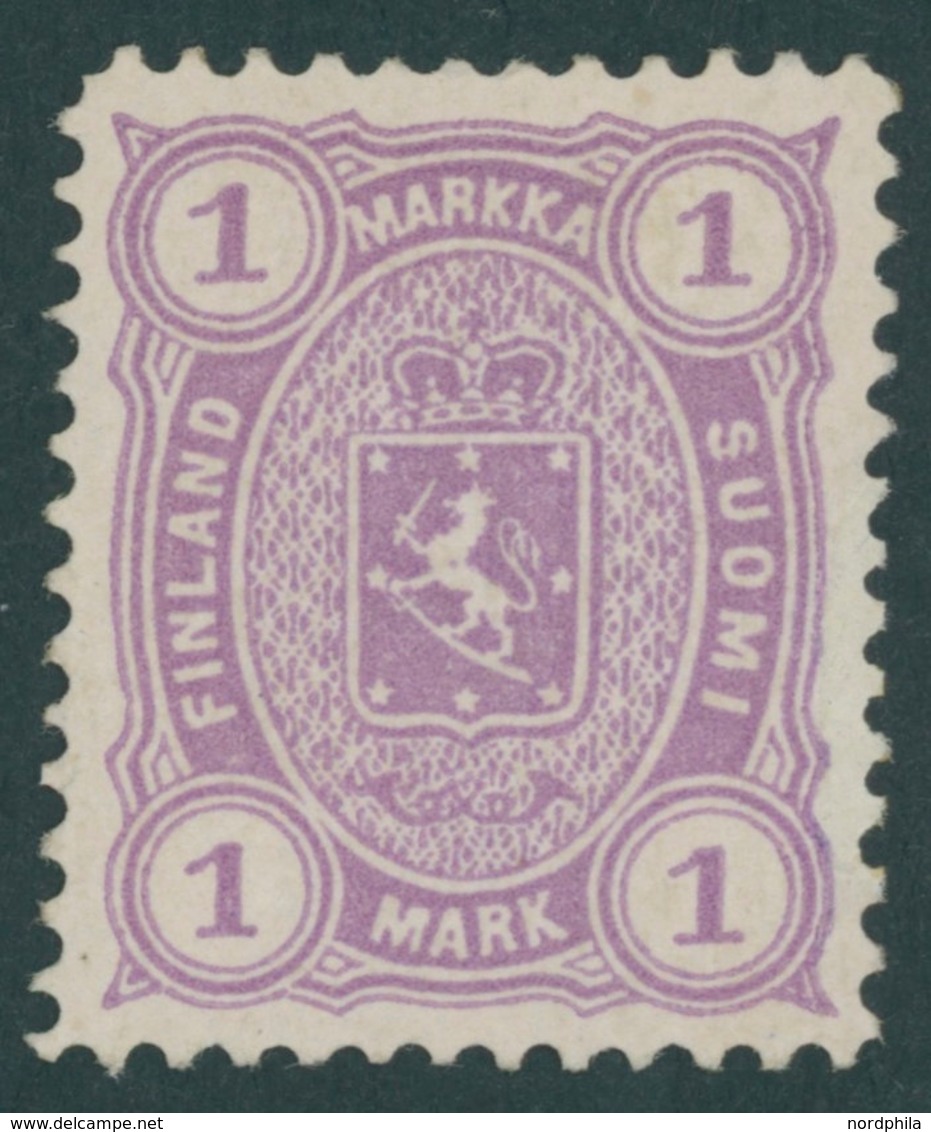 FINNLAND 19By *, 1882, 1 M. Violett, Gezähnt L 121/2, Falzrest, Kabinett, Mi. 500.- - Other & Unclassified