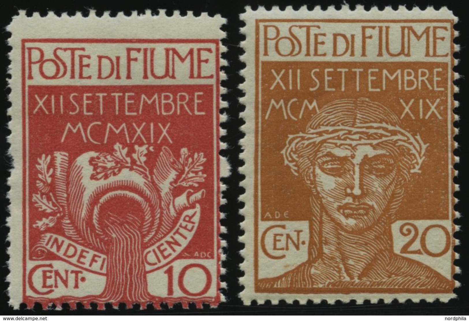 FIUME 2/3 **, Militärpostmarken: 1920, 10 C. Karmin Und 20 C. Gelbbraun, 10 C. Zahnfehler Sonst Pracht, Mi. 140.- - Altri - Europa