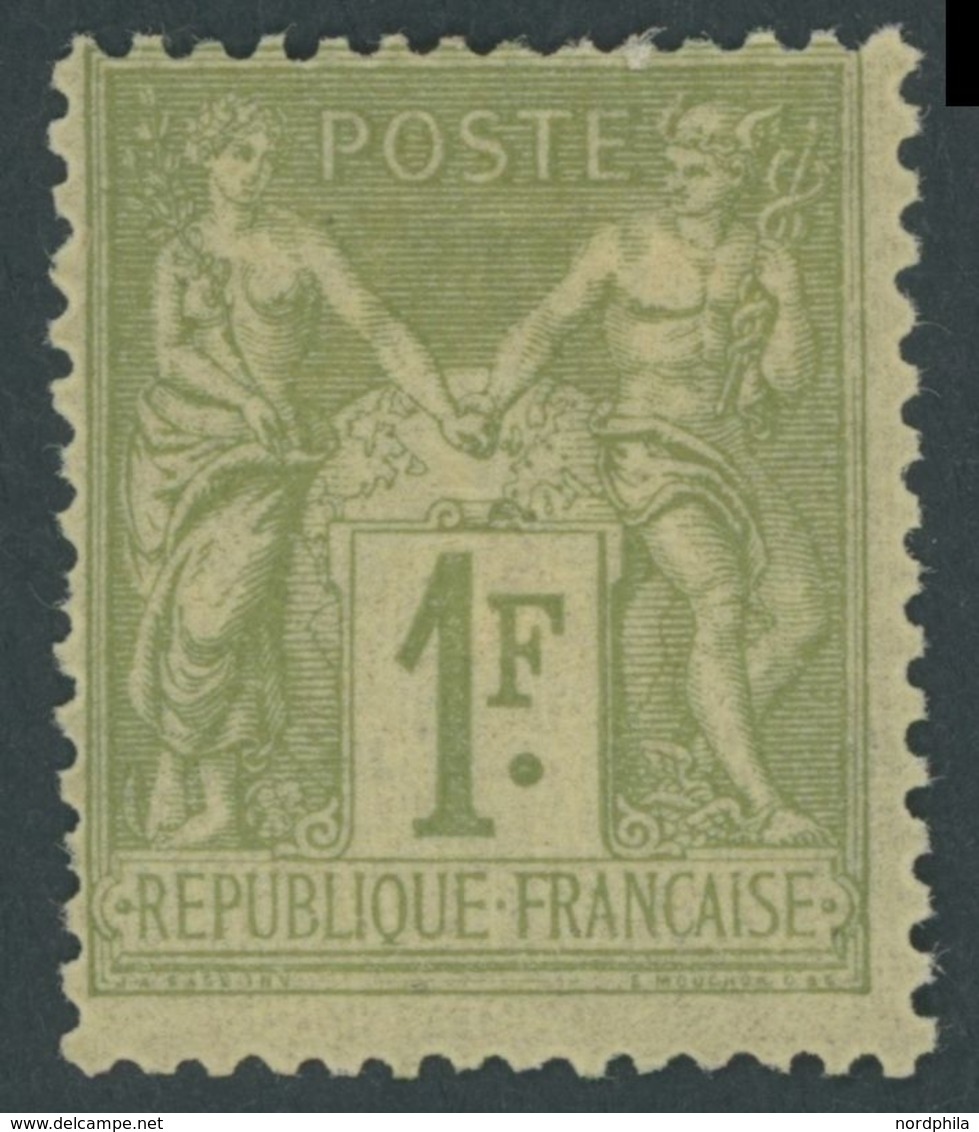 FRANKREICH 67II *, 1884, 1 Fr. Oliv Auf Hellgelb, Type II, Falzreste, üblich Gezähnt Pracht, Mi. 140.- - Autres & Non Classés