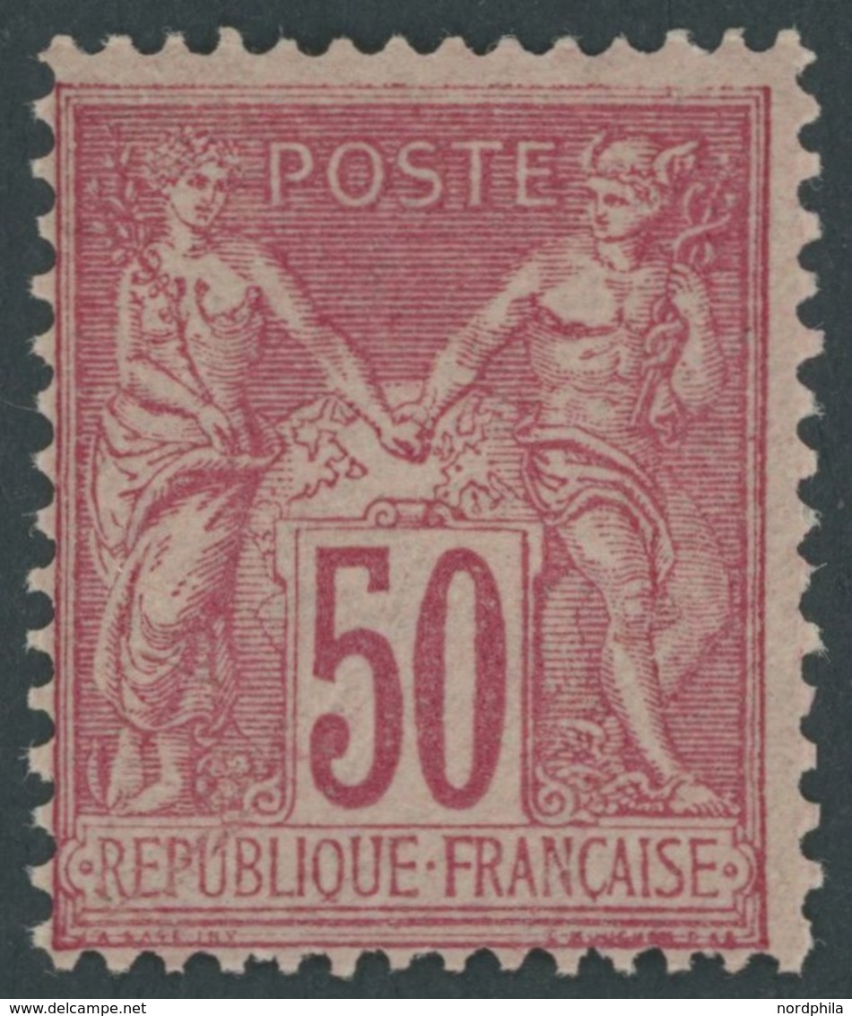 FRANKREICH 81I *, 1899, 50 C. Karmin Auf Rosa, Type I, Falzrest, Pracht, Mi. 250.- - Altri & Non Classificati