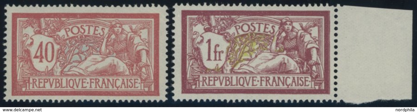 FRANKREICH 96,98x **, 1900, 40 C. Rot/blau Und 1 Fr. Lilarot/gelbgrün, Weißes Papier, Postfrisch, 2 Prachtwerte, Yvert E - Autres & Non Classés