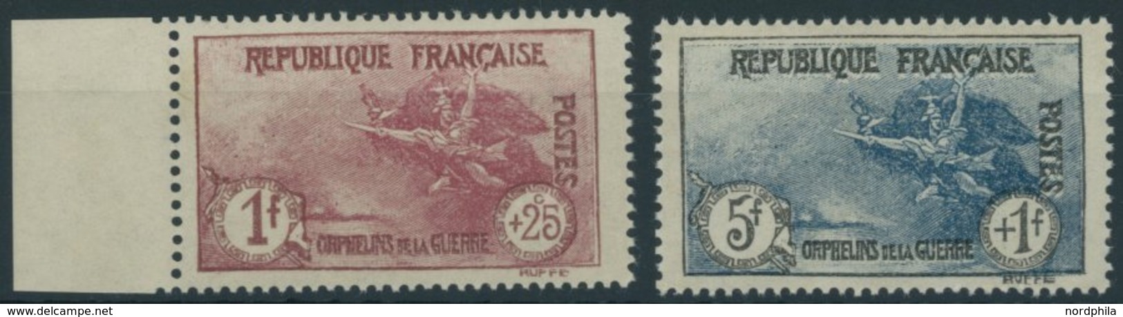 FRANKREICH 213/4 **, 1926/7, 1 Und 5 Fr. Kriegswaisen, Postfrisch, 2 Prachtwerte, Mi. 270.- - Altri & Non Classificati