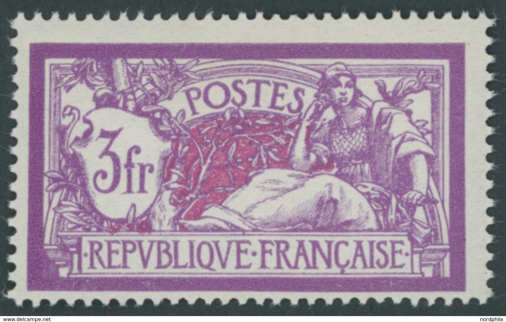 FRANKREICH 222 **, 1927, 3 Fr. Allegorie, Pracht, Mi. 130.- - Other & Unclassified