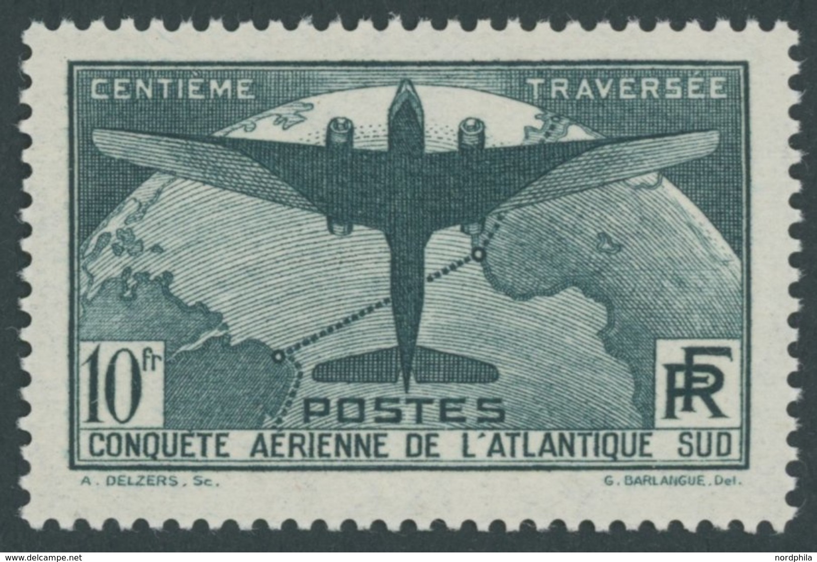 FRANKREICH 327 **, 1936, 10 Fr. Ozeanüberquerung, Pracht, Mi. 650.- - Otros & Sin Clasificación