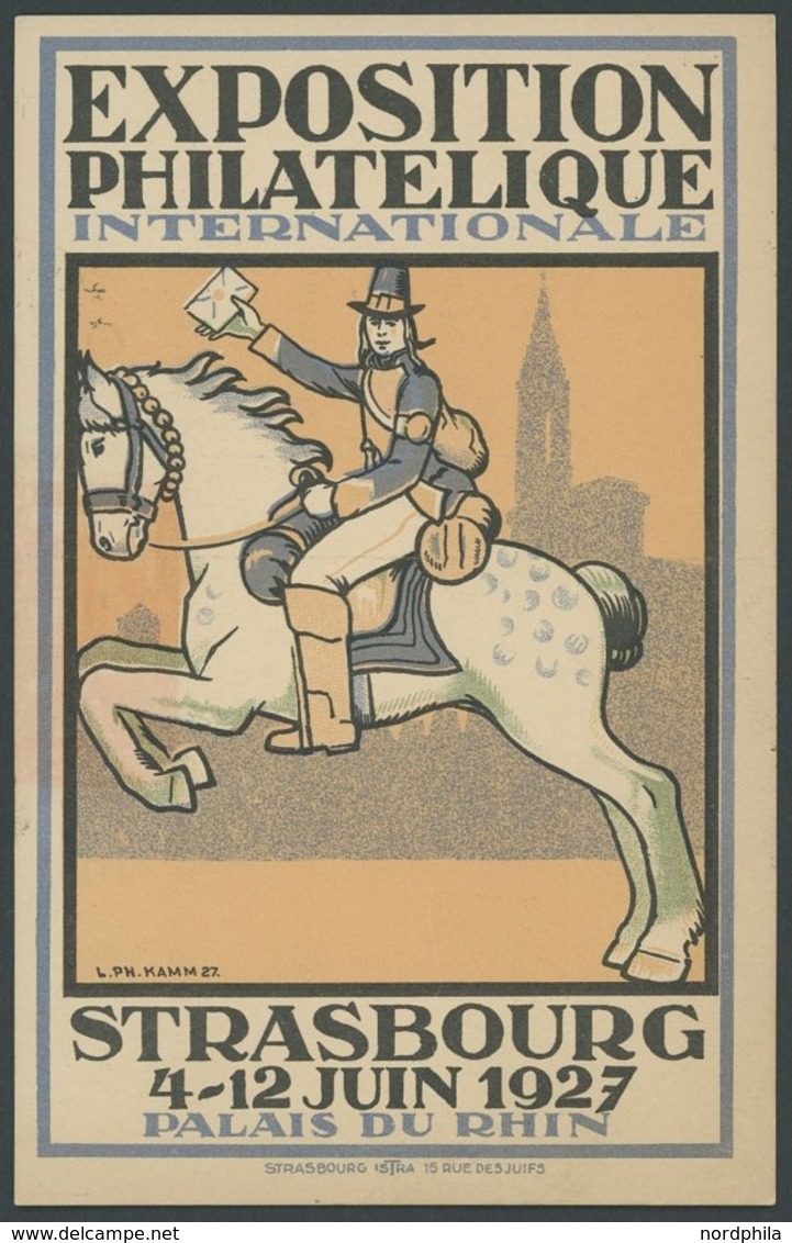 FRANKREICH 1927, SRASSBOURG EXPOSITION PHILATELIQUE, Sonderkarte Mit 2 Vignetten, Pracht - Otros & Sin Clasificación