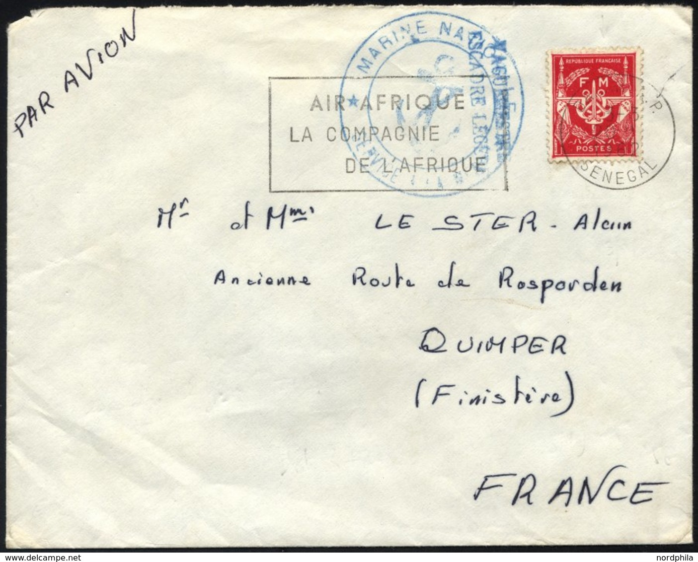 MILITÄRPOSTMARKEN M 12a BRIEF, 1962, Militärpostmarke In Rot Und Blauer K2 Absenderstempel Der Französischen Marine Auf  - Andere & Zonder Classificatie