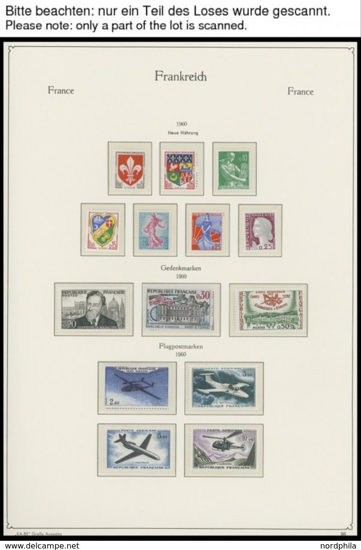 SAMMLUNGEN **, Fast Komplette Postfrische Sammlung Frankreich Von 1960-78 Im KA-BE Falzlosalbum, Dazu 1958/9 Auf Lindner - Colecciones Completas