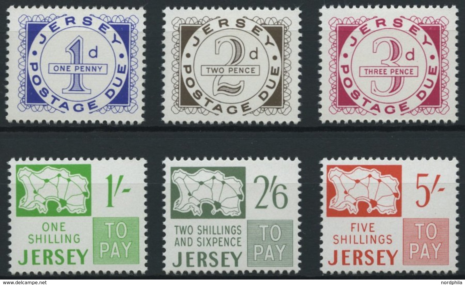 JERSEY P 1-6 **, Portomarken: 1969, Portomarken, Prachtsatz, Mi. 70.- - Jersey