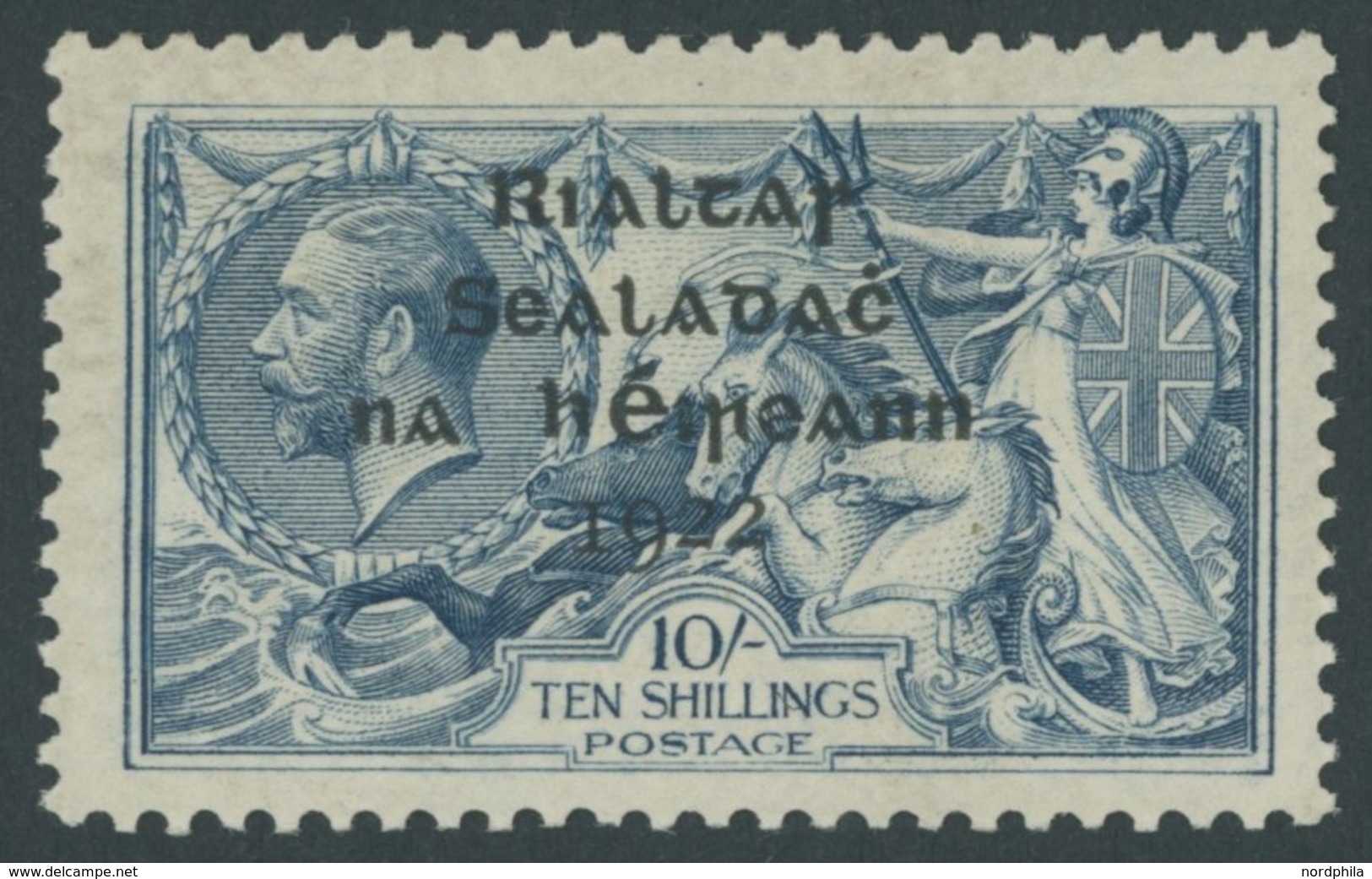 IRLAND 11I/I *, 1922, 10 Sc. Vierzeiliger Aufdruck, Dritte Aufdruckzeile 21 Statt 211/2 Mm Lang, Falzrest, Pracht - Autres & Non Classés