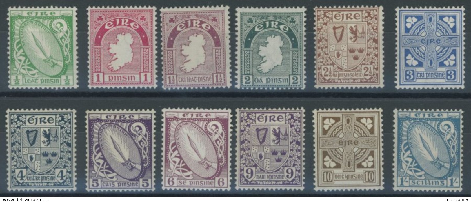 IRLAND 40-51A *, 1922, Nationale Symbole, Wz. 1, Falzrest, Prachtsatz - Autres & Non Classés