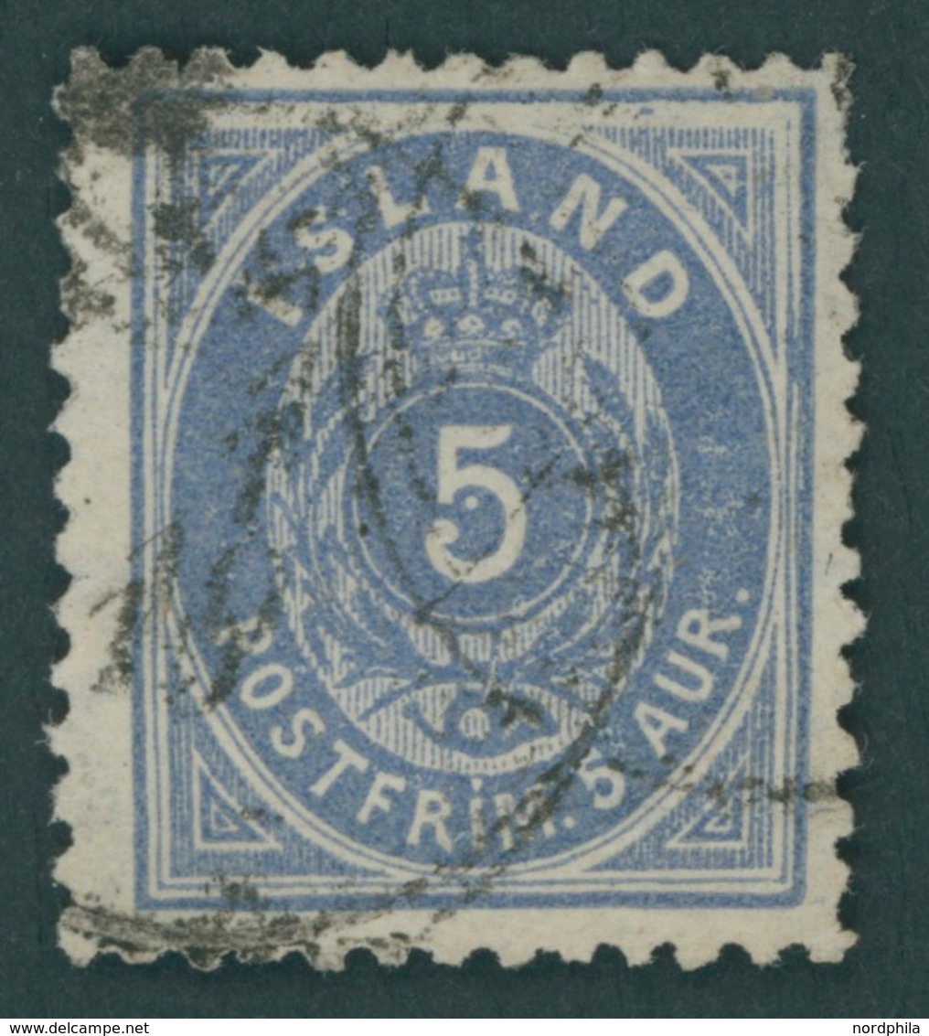 ISLAND 6B O, 1876, 5 A. Mattblau, Gezähnt L 121/2, Feinst (kleine Mängel), Mi. 650.- - Andere & Zonder Classificatie