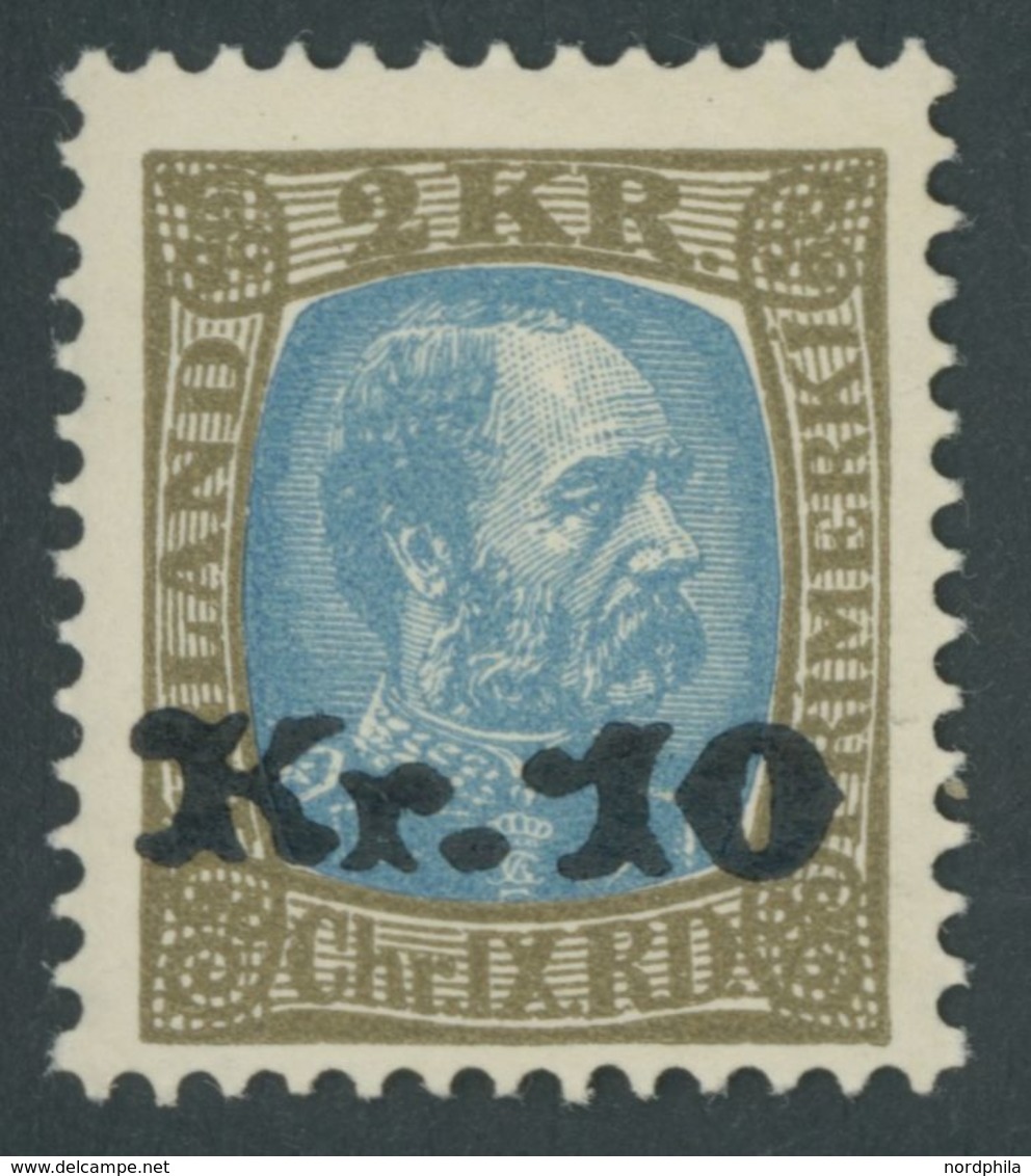 ISLAND 124 *, 1929, 10 Kr. Auf 2 Kr. Olivbraun/hellblau, Falzreste, Pracht - Autres & Non Classés