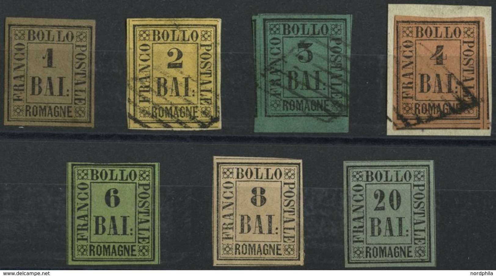 ROMAGNA *,o, BrfStk, 1859, Nr. 2 *, 3 - 5 Gestempelt,Briefstück Und 7 - 9 *, 7 Werte Feinst/Pracht, Diverse Altsignature - Romagne