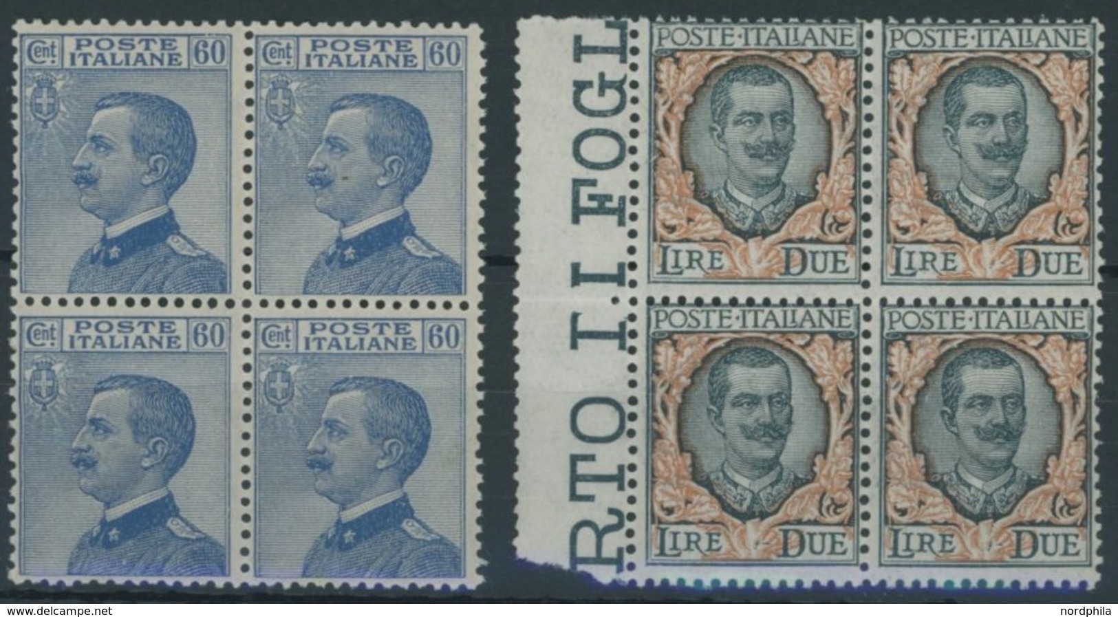ITALIEN 186/7 VB **, 1923, König Viktor Emanuel III In Viererblocks, Postfrisch, Pracht, Mi. 200.- - Used