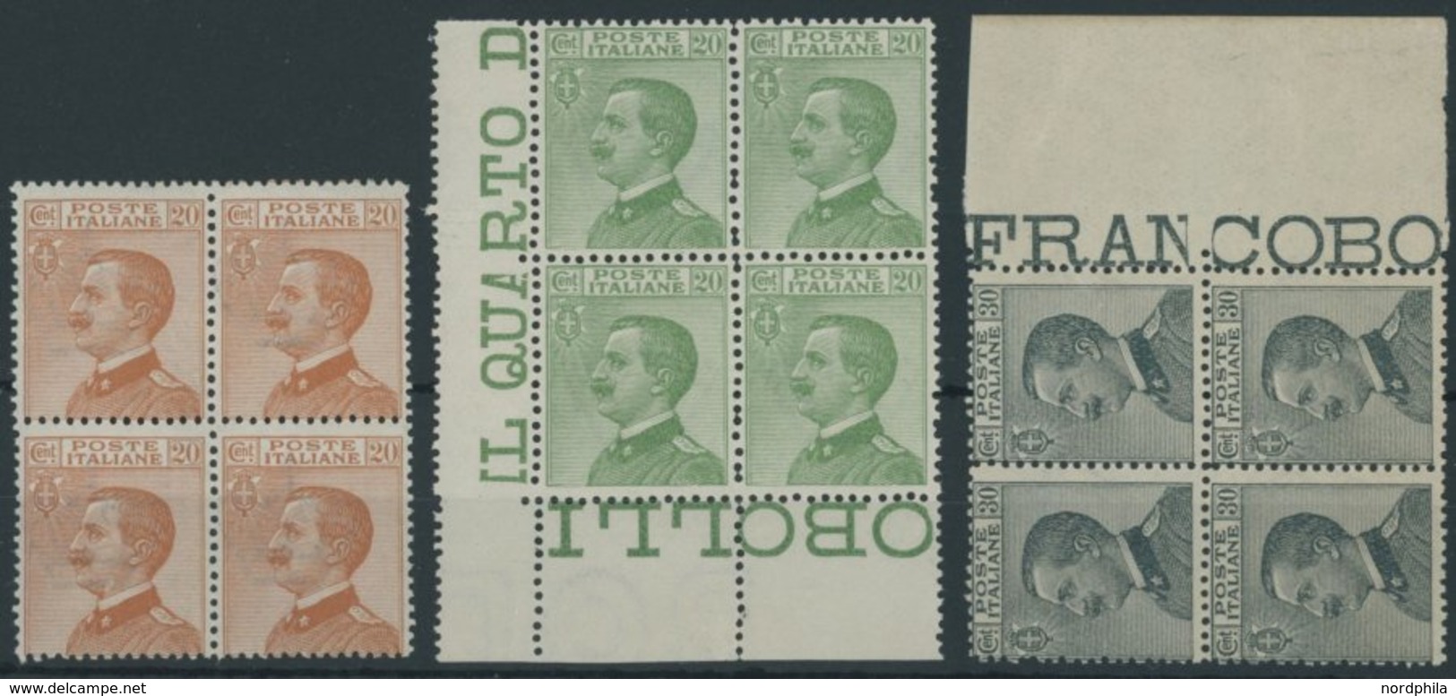 ITALIEN 225-27 VB **, 1925, König Viktor Emanuel III In Viererblocks, Postfrisch, Pracht, Mi. (80.-) - Used