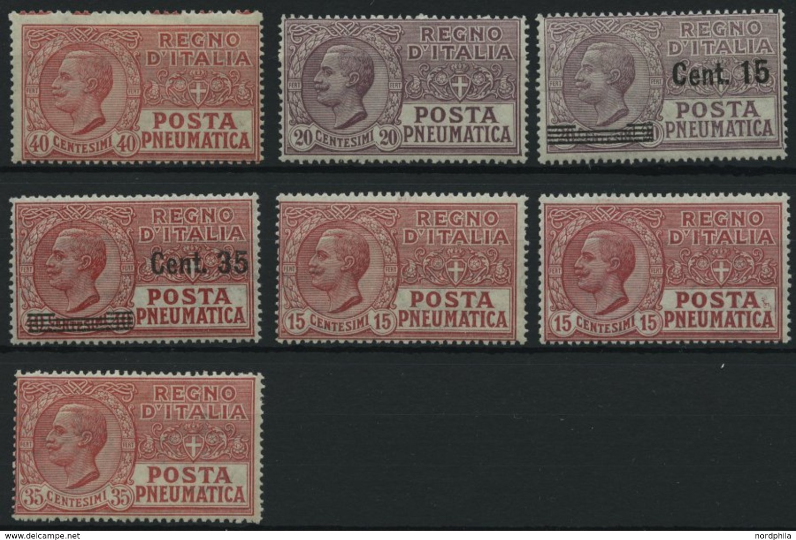 ITALIEN * , 1925-28, Rohrpostmarken (Mi.Nr. 229,253,268/9,272-74), Falzrest, 7 Prachtwerte - Afgestempeld