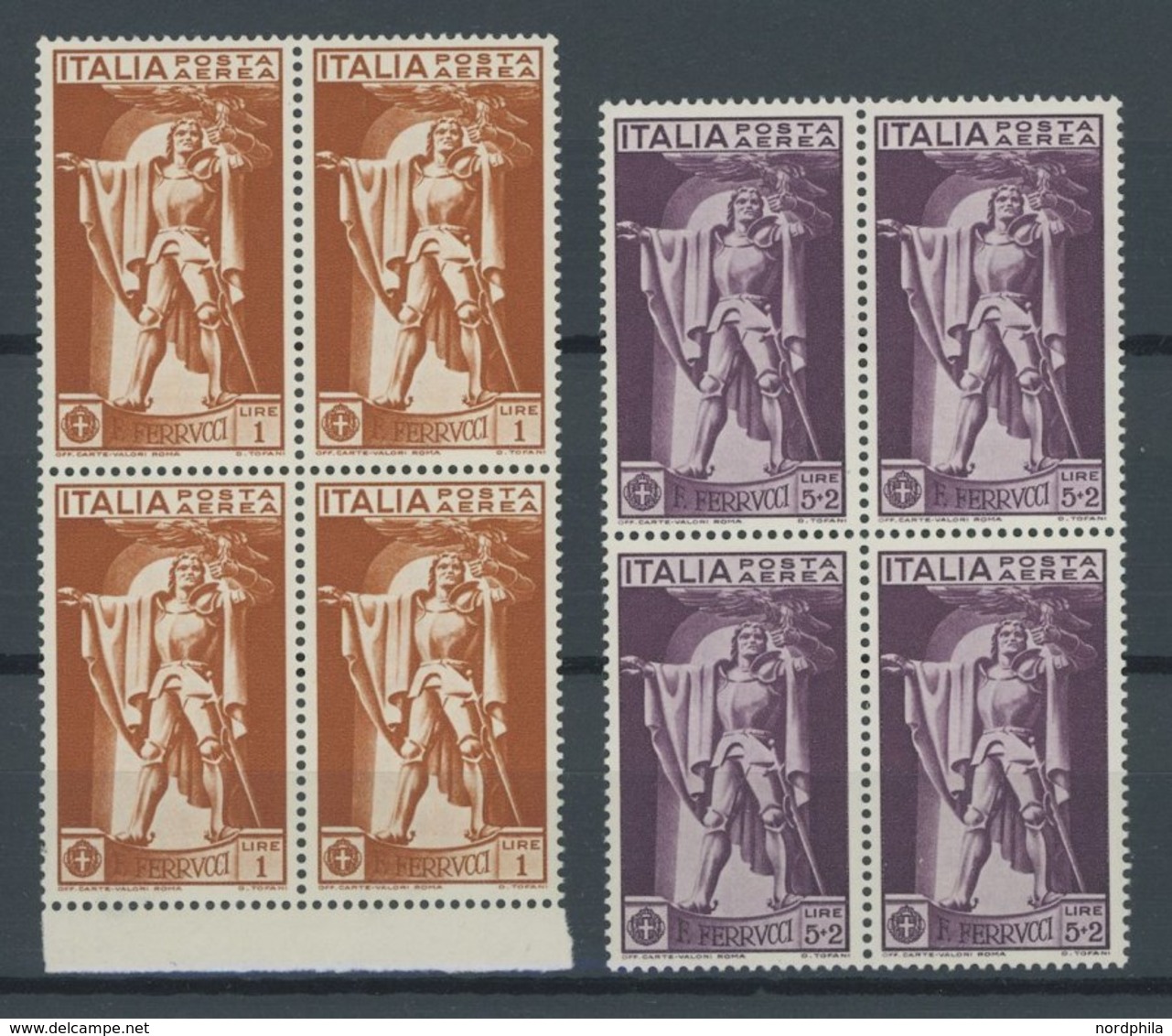 ITALIEN 337-44 VB **, 1939, 400. Todestag Von Francesco Ferrucci In Viererblocks, Postfrischer Prachtsatz, Mi. 320.- - Oblitérés